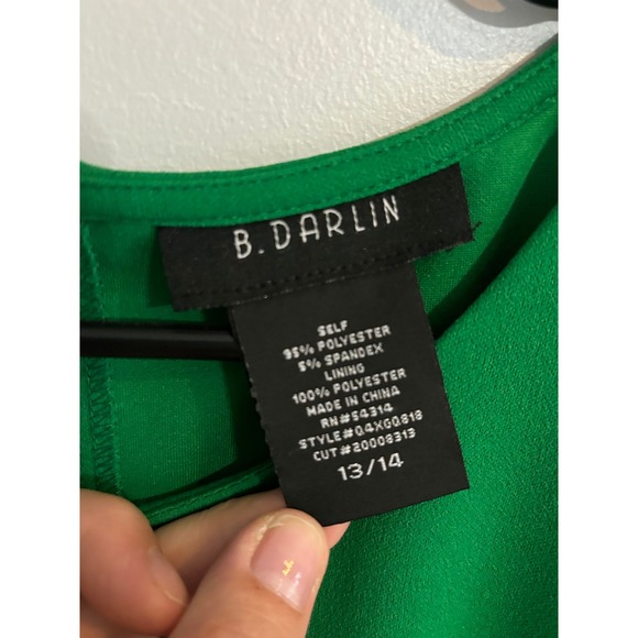 B. Darlin Green Fit & Flare Dress Pockets‎ Party Cocktail Career Size 13/14 - Picture 2 of 5